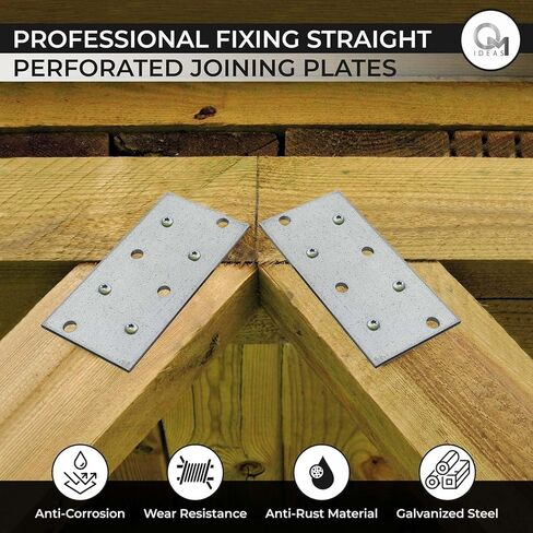 10 Pack Flat Joining Nail Plates (3.15" x 1.57" x 0.08") Connecting Perforated Metal Brace Bracket Timber Wood Fixing Galvanised Steel Repair Connector in Kuwait
