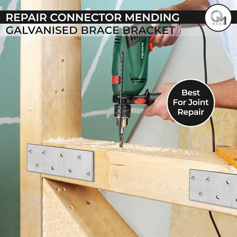 10 Pack Flat Joining Nail Plates (3.15" x 1.57" x 0.08") Connecting Perforated Metal Brace Bracket Timber Wood Fixing Galvanised Steel Repair Connector in Kuwait