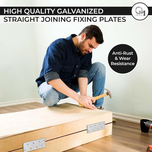 10 Pack Flat Joining Nail Plates (3.15" x 1.57" x 0.08") Connecting Perforated Metal Brace Bracket Timber Wood Fixing Galvanised Steel Repair Connector in Kuwait