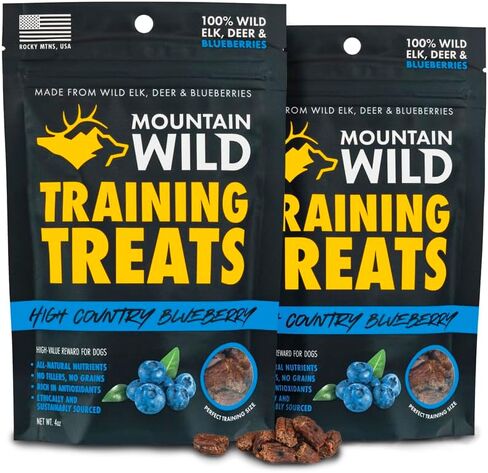مكافآت تدريب الكلاب من High Country Blueberry Elk & Venison - وجبات خفيفة طبيعية خالية من الحبوب للكلاب والجراء - علاج بروتين للتدريب، مكافأة - بدون مواد مالئة أو مواد حافظة اصطناعية، 4 أوقية 1 كيس in Kuwait