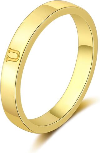 Honsny Gold Initial Rings for Women 14K Gold Dainty Wedding Band Letter Ring Engraved Capital Alphabet Stacking Thumb Initial Name Rings for Teen Jewelry Gifts Size 6-10 in Kuwait