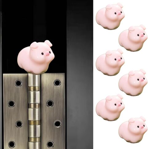 Cute Mini Creative Piglet Hinge Heads Decorative Topper Set 6PCS, Home Decoration,Magnetic Hinge Head Toppers Door Hinge in Saudi Arabia