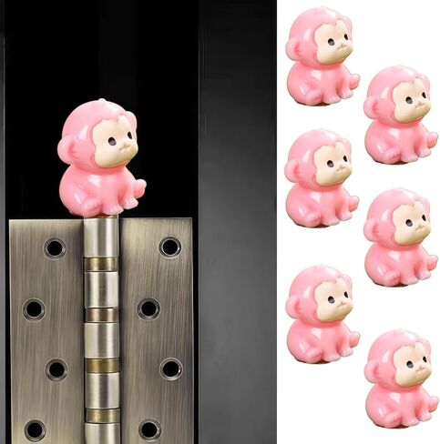 Cute Mini Creative Pink Little Monkey Hinge Heads Decorative Topper Set 6PCS, Home Decoration,Magnetic Hinge Head Toppers Door Hinge in Saudi Arabia