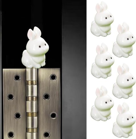 Cute Mini Creative Little White Rabbit Hinge Heads Decorative Topper Set 6PCS, Home Decoration,Magnetic Hinge Head Toppers Door Hinge in Saudi Arabia