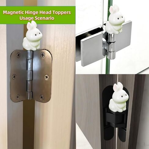 Cute Mini Creative Little White Rabbit Hinge Heads Decorative Topper Set 6PCS, Home Decoration,Magnetic Hinge Head Toppers Door Hinge in Saudi Arabia