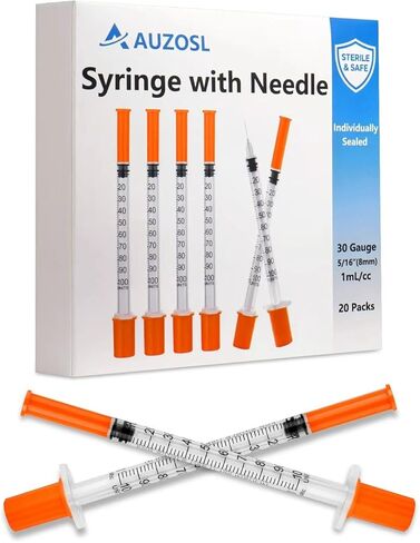 حقنة 1 مل 30 جرام 5/16 بوصة 8 مم، مستلزمات مختبر U-100، مغلفة بشكل فردي 20 عبوة in Kuwait