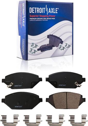 Detroit Axle - Front Brake Kit for 2016-2021 Chevrolet Spark, 10.08" inch Drilled and Slotted Disc Brake Rotors Ceramic Brakes Pads with Hardware 2017 2018 2019 2020 Replacement in Saudi Arabia