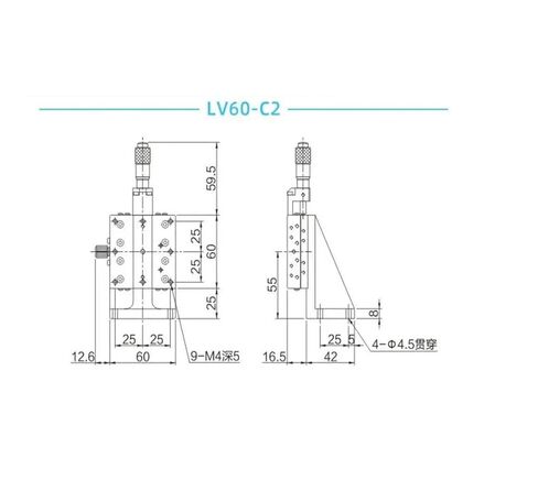 Z-axis 60 * 60mm LV60 Slide Manual Displacement Vertical Lifting in Kuwait