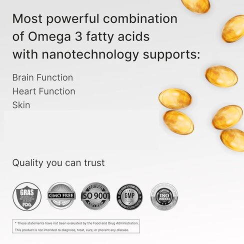 كبسولات هلامية من زيت السمك Granagard Nano Omega 3 - تقنية النانو المتقدمة لتحسين الامتصاص - نسبة عالية من EPA DHA - بدون مذاق - سهلة البلع - 30 كبسولة هلامية in Saudi Arabia