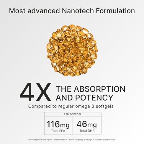 كبسولات هلامية من زيت السمك Granagard Nano Omega 3 - تقنية النانو المتقدمة لتحسين الامتصاص - نسبة عالية من EPA DHA - بدون مذاق - سهلة البلع - 30 كبسولة هلامية in Saudi Arabia