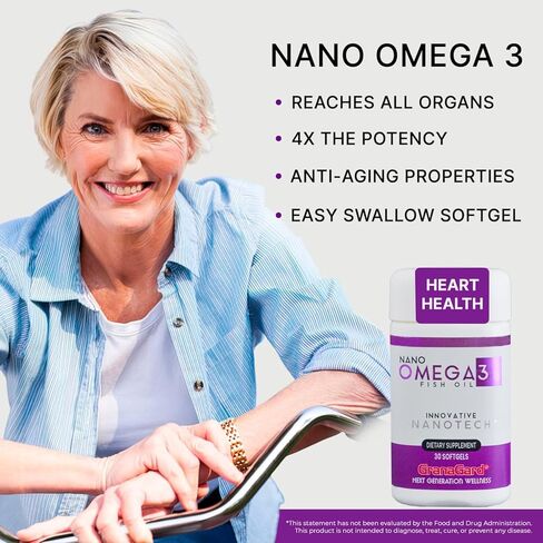 كبسولات هلامية من زيت السمك Granagard Nano Omega 3 - تقنية النانو المتقدمة لتحسين الامتصاص - نسبة عالية من EPA DHA - بدون مذاق - سهلة البلع - 30 كبسولة هلامية in Saudi Arabia