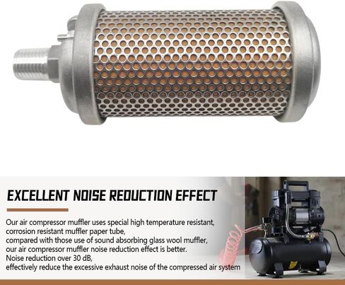 M02 Air Compressor Muffler Fit for Compressor Dryer Compressed Air Equipment and Systems, Air Compressor Silencer Single-Chamber Silencer 145 PSI in Saudi Arabia