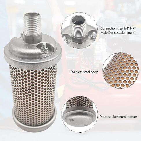 M02 Air Compressor Muffler Fit for Compressor Dryer Compressed Air Equipment and Systems, Air Compressor Silencer Single-Chamber Silencer 145 PSI in Saudi Arabia