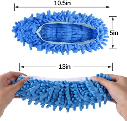 1 Pair Mop Slipper Shoes Cover,Soft Washable Shoes Cover,Reusable Foot Socks for Floor Cleaning,Sweeping Mop Tool for House Kitchen Office-Blue in Saudi Arabia