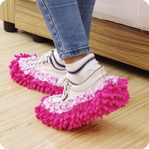1 Pair Mop Slipper Shoes Cover,Soft Washable Shoes Cover,Reusable Foot Socks for Floor Cleaning,Sweeping Mop Tool for House Kitchen Office-Blue in Saudi Arabia