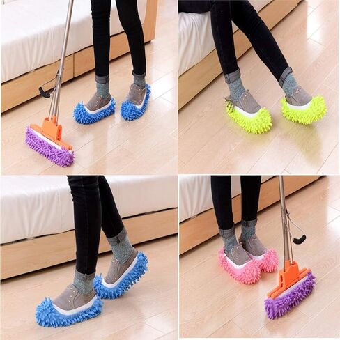 1 Pair Mop Slipper Shoes Cover,Soft Washable Shoes Cover,Reusable Foot Socks for Floor Cleaning,Sweeping Mop Tool for House Kitchen Office-Blue in Saudi Arabia