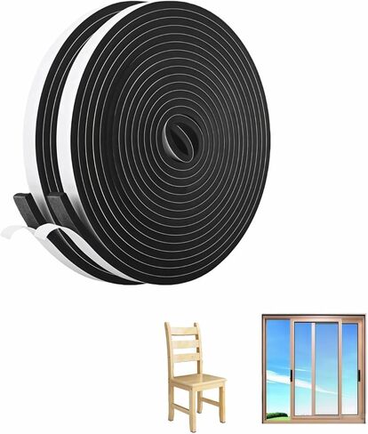 شريط إسفنجي ذاتي اللصق قوي للغاية، 1/2 بوصة × 1/4 بوصة × 33 قدمًا ختم تجريد الطقس للأبواب والنوافذ، عازل للصوت، تقليل الضوضاء، العزل، ختم التيار المتردد - سهل القطع، مقاوم للحرارة والبرودة، لا بقايا in Kuwait