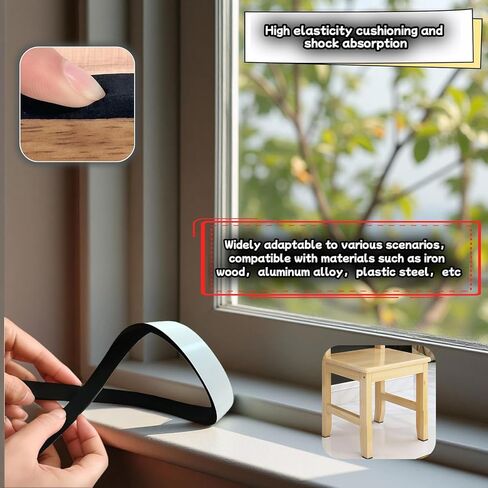 شريط إسفنجي ذاتي اللصق قوي للغاية، 1/2 بوصة × 1/4 بوصة × 33 قدمًا ختم تجريد الطقس للأبواب والنوافذ، عازل للصوت، تقليل الضوضاء، العزل، ختم التيار المتردد - سهل القطع، مقاوم للحرارة والبرودة، لا بقايا in Kuwait