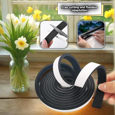 شريط إسفنجي ذاتي اللصق قوي للغاية، 1/2 بوصة × 1/4 بوصة × 33 قدمًا ختم تجريد الطقس للأبواب والنوافذ، عازل للصوت، تقليل الضوضاء، العزل، ختم التيار المتردد - سهل القطع، مقاوم للحرارة والبرودة، لا بقايا in Kuwait