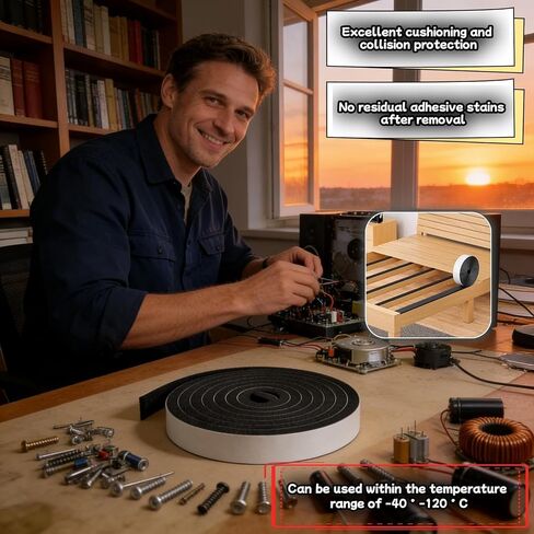 شريط إسفنجي ذاتي اللصق قوي للغاية، 1/2 بوصة × 1/4 بوصة × 33 قدمًا ختم تجريد الطقس للأبواب والنوافذ، عازل للصوت، تقليل الضوضاء، العزل، ختم التيار المتردد - سهل القطع، مقاوم للحرارة والبرودة، لا بقايا in Kuwait