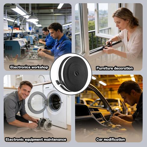 شريط إسفنجي ذاتي اللصق قوي للغاية، 1/2 بوصة × 1/4 بوصة × 33 قدمًا ختم تجريد الطقس للأبواب والنوافذ، عازل للصوت، تقليل الضوضاء، العزل، ختم التيار المتردد - سهل القطع، مقاوم للحرارة والبرودة، لا بقايا in Kuwait