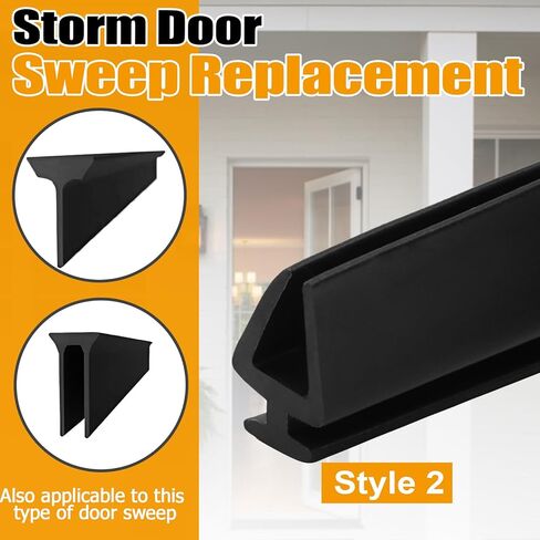 1 Pack Replacement Storm Door Sweep, Metal Vinyl Door Expander Sweep Assembly for Homeowners (Style 2) in Saudi Arabia