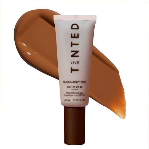 Live Tinted Hueguard Skin Tint SPF 50 - واقي شمسي معدني ملون مع تغطية خفيفة ومتوسطة قابلة للبناء مع لمسة نهائية مرطبة ومشرقة - مقاوم للماء والعرق، 1.35 أونصة سائلة - درجة اللون 10 in Kuwait