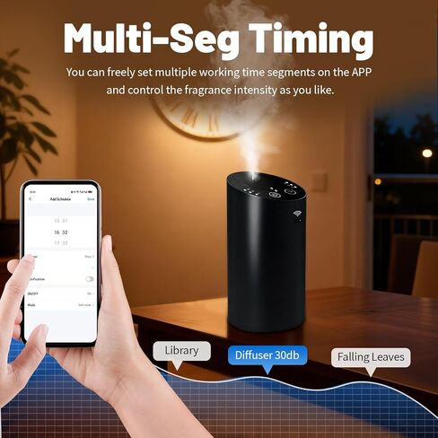 Waterless Essential Oil Diffuser Starter Kit & Waterless Diffuser Bundle, Battery Operated Portable Scent Diffuser, 3 Timers & Mist Levels for Home Car Office Bevel Design(Bluetooth Control) in Kuwait