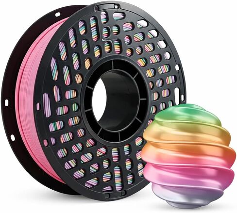 Rainbow Chinese Bamboo PLA Filament 1.75mm, 250g Trial Spool, Neatly Wound Multicolor Gradient Material, +/- 0.02mm, Fit Most FDM Printers - Rainbow Silk Candy in Saudi Arabia