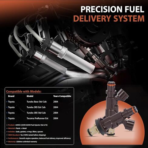 AURUS 6PC حقن الوقود 23250-62040 متوافقة مع 1998-2002 Toyota ، لعام 1999 2000 2001 2002 Toyota 4Runner ، لعام 1999-2004 تويوتا تاكوما ، لعام 2000-2003 2004 Toyota Tundra (مجموعة من 6) in Kuwait