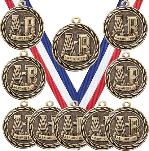 حزمة ميداليات Express مكونة من 10 (أو أكثر) مقاس 2 بوصة من الذهب A B Honor Roll A-B ميداليات الجائزة مع أو بدون نقش التخصيص وأسماء النصوص المخصصة المحفورة in Saudi Arabia