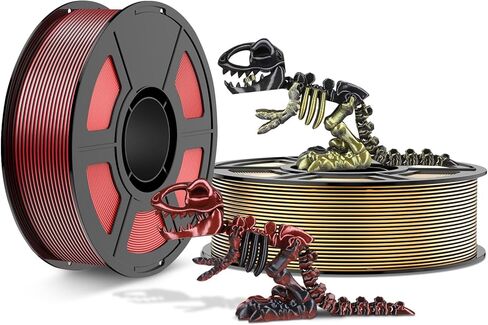 8-Pack Dual Color Silk PLA Filament 1.75mm, Mini Spool 250g X 8(4.4lbs Total), Coextrusion Food-Grade Material 3D Printer Filament Bundle, Mystery Black Series etc, Fits FDM Printers in Saudi Arabia
