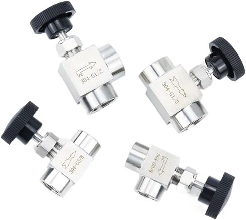 2Pcs 3/8" 1/2" Female Thread 304 Stainless Steel Adjustable Flow Control Shut Off Valve Right Angle Water Gas(3/8",Angle Type) in Kuwait