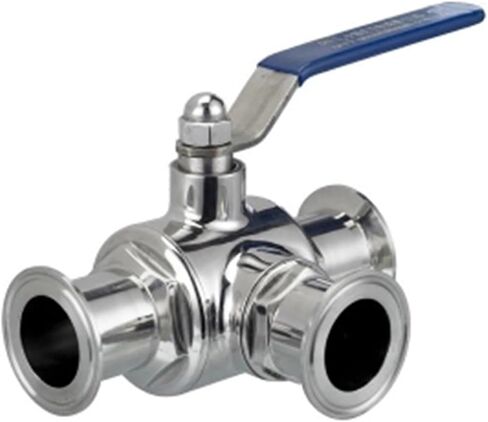 1PCS 4" 304 Stainless Steel Sanitary Ball Valve 3 tee DN100 102MM Triple clamp Ferrule Type(L Type) in Kuwait