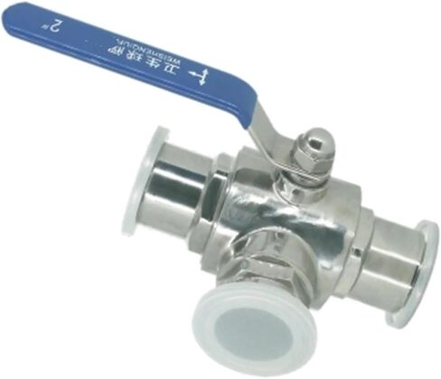 1PCS 4" 304 Stainless Steel Sanitary Ball Valve 3 tee DN100 102MM Triple clamp Ferrule Type(L Type) in Kuwait