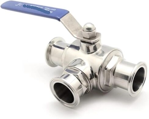 1PCS 4" 304 Stainless Steel Sanitary Ball Valve 3 tee DN100 102MM Triple clamp Ferrule Type(L Type) in Kuwait