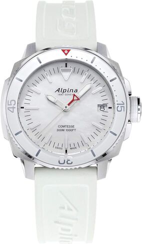 Alpina Seastrong Ladies Mother of Pearl Swiss Quartz Rubber Strap Watch in Saudi Arabia