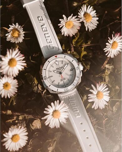 Alpina Seastrong Ladies Mother of Pearl Swiss Quartz Rubber Strap Watch in Saudi Arabia