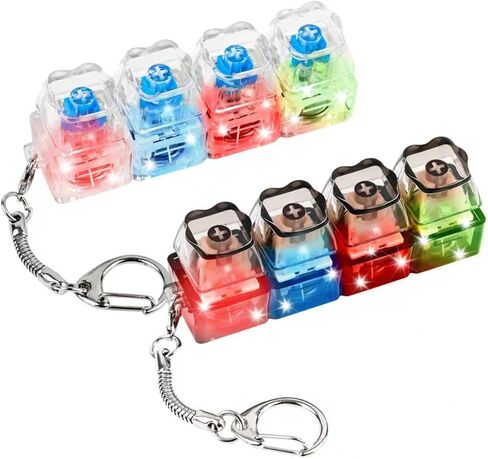 2 Pcs Keyboard Fidget Toy, Loud & Silent Fidget Keychain with LED Lights, Stress Relief Clicker Fidget Keyboard, Boost Focus and Calm Anxiety for Library Office Home in Saudi Arabia