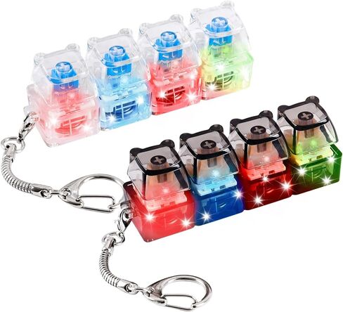 2 Pcs Keyboard Fidget Toy, Loud & Silent Fidget Keychain with LED Lights, Stress Relief Clicker Fidget Keyboard, Boost Focus and Calm Anxiety for Library Office Home in Saudi Arabia