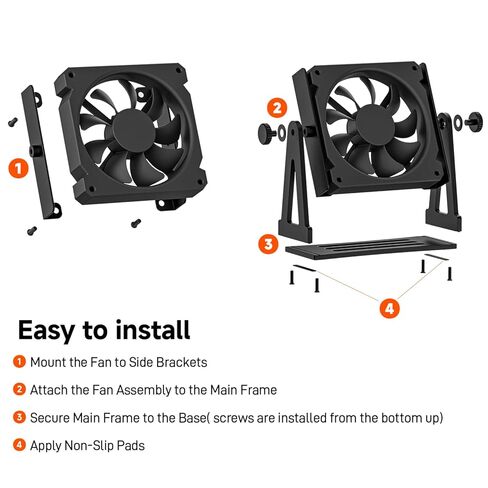 Multi-Purpose Desk Fan Stand Mount for 120mm PC Computer Fans (Aluminum Black) in Saudi Arabia