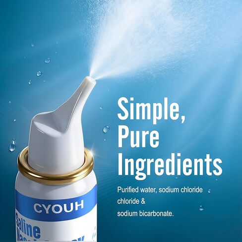 Neti Pot Sinus Rinse Bottle 300 ML with 60ml Nasal Spray and 30 Nasal Wash Salt Packets and Sticker Thermometer Nose Wash Cleaner Pressure Rinse Nasal Irrigation for Adult & Kid BPA Free in Kuwait