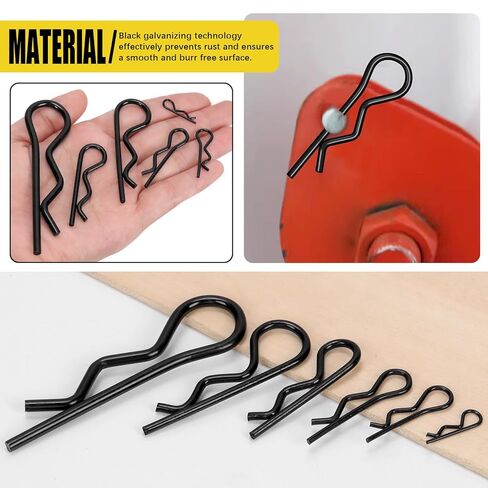 145Pcs 6 Sizes Hitch Pin R Clip Assortment Kit, Carbon Steel R Pins Cotter Pins R Clips Hitch Pins Spring Retaining Pins for Trailer Tractor Mower Carts, M1.2 M1.5 M2 M2.5 M3 M4 in Saudi Arabia