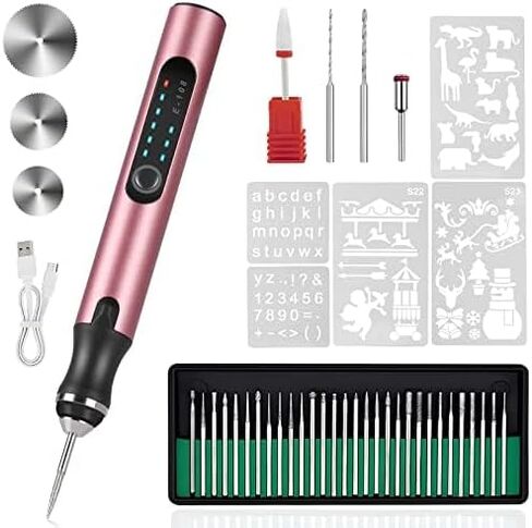 Electric Engraving Pen with 37 Bits, USB Rechargeable Cordless Engraving Machine, Portable DIY Rotary Engraver for Jewelry Wood Glass Stone Carving (Silver) in Saudi Arabia