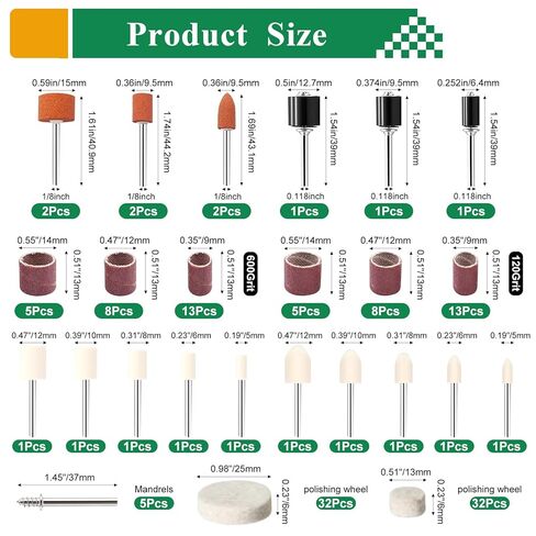 140PCS Polishing Buffing Wheel for Dremel Polishing Kit,Buffing Wheels & Polishing Bits &Sanding Bits for Rotary Tool Accessories with 1/8 Inch Shank, Sanding Kit for Metal, Brass, Wood, Watch,Jewelry in Kuwait