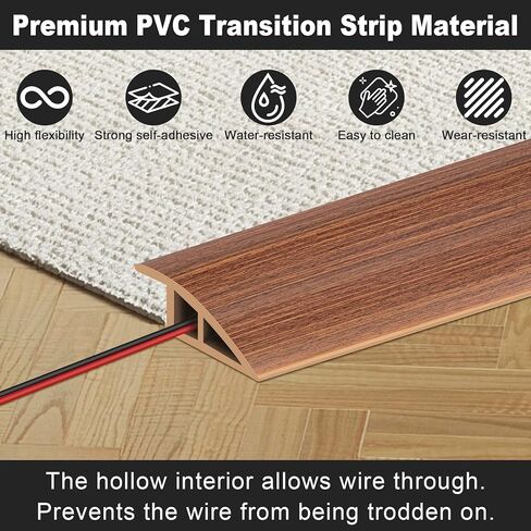 شريط انتقال للأرضية، عتبة باب ذاتية اللصق للمدخل، شريط حواف السجاد من الفينيل المتداخل لتقليل الحواف للسجاد والبلاط ومنحدر العتبة (1/5 بوصة إلى 2/5 بوصة، حبيبات خشبية بنية فاتحة، 3.3 قدم) in Kuwait
