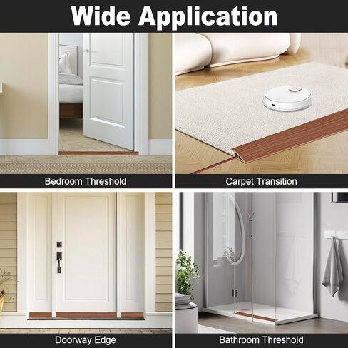 شريط انتقال للأرضية، عتبة باب ذاتية اللصق للمدخل، شريط حواف السجاد من الفينيل المتداخل لتقليل الحواف للسجاد والبلاط ومنحدر العتبة (1/5 بوصة إلى 2/5 بوصة، حبيبات خشبية بنية فاتحة، 3.3 قدم) in Kuwait