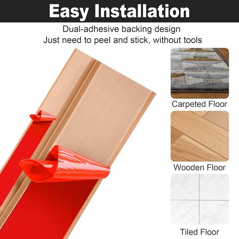 شريط انتقال للأرضية، عتبة باب ذاتية اللصق للمدخل، شريط حواف السجاد من الفينيل المتداخل لتقليل الحواف للسجاد والبلاط ومنحدر العتبة (1/5 بوصة إلى 2/5 بوصة، حبيبات خشبية بنية فاتحة، 3.3 قدم) in Kuwait