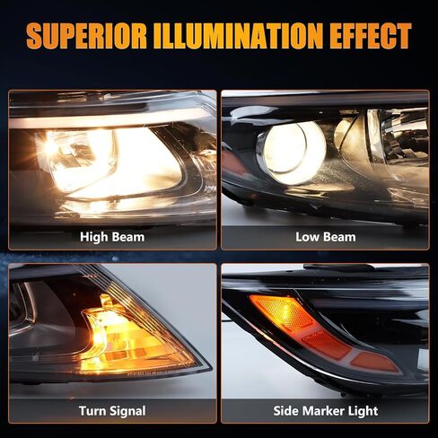 مجموعة المصابيح الأمامية لعام 2014 2015 Optima ، Massenger & Driver Side Halogen مصابيح أمامية مع عدسة واضحة العاكس الأسود العنبر ، زوج واحد in Kuwait