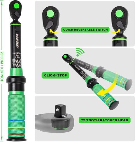 Torque Wrench, 1/4-Inch Lightweight Dual-direction Drive Click Torque Wrench 20-240IN.LB/2.3-27.1N.M, 72 tooth High Precision Bike Torque Wrenches with Dual Range Scales for bicycle in Saudi Arabia